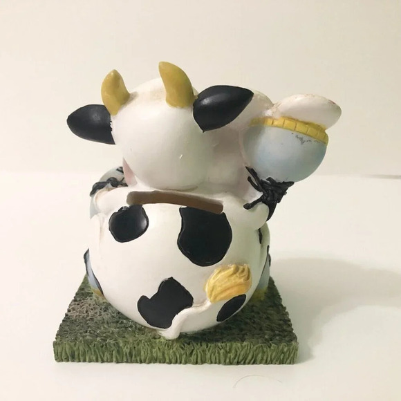 Vintage  Cow With Butterfly Coin Bank Resin Figure 4 Inch Tall - Picture 7 of 15